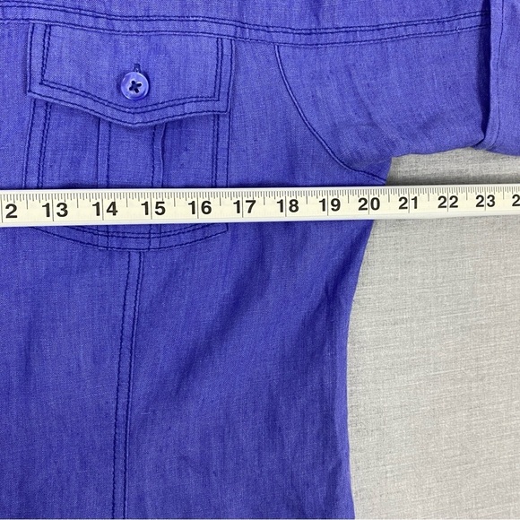 Olsen Europe Linen Shirt Purple Button Down - Picture 7 of 8